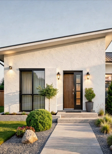 The ADU Guy LA finished ADU exterior with landscaping in Los Angeles backyard